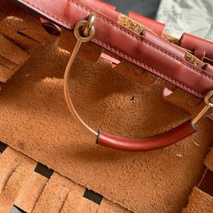 Zara medium shopper leather with loose cotton inset